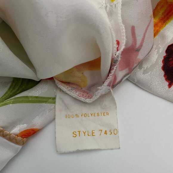 Mary McFadden Long Sleeve Floral Brocade V-Neck VTG Sleep Shirt Small - Picture 5 of 7